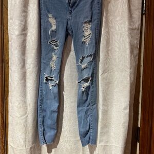 Hollister Light Blue Distressed Skinny Jeans